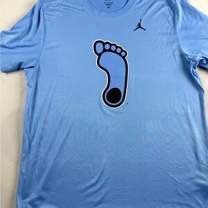 Jordan UNC dri-fit Blue Performance Tee with Foot Graphic